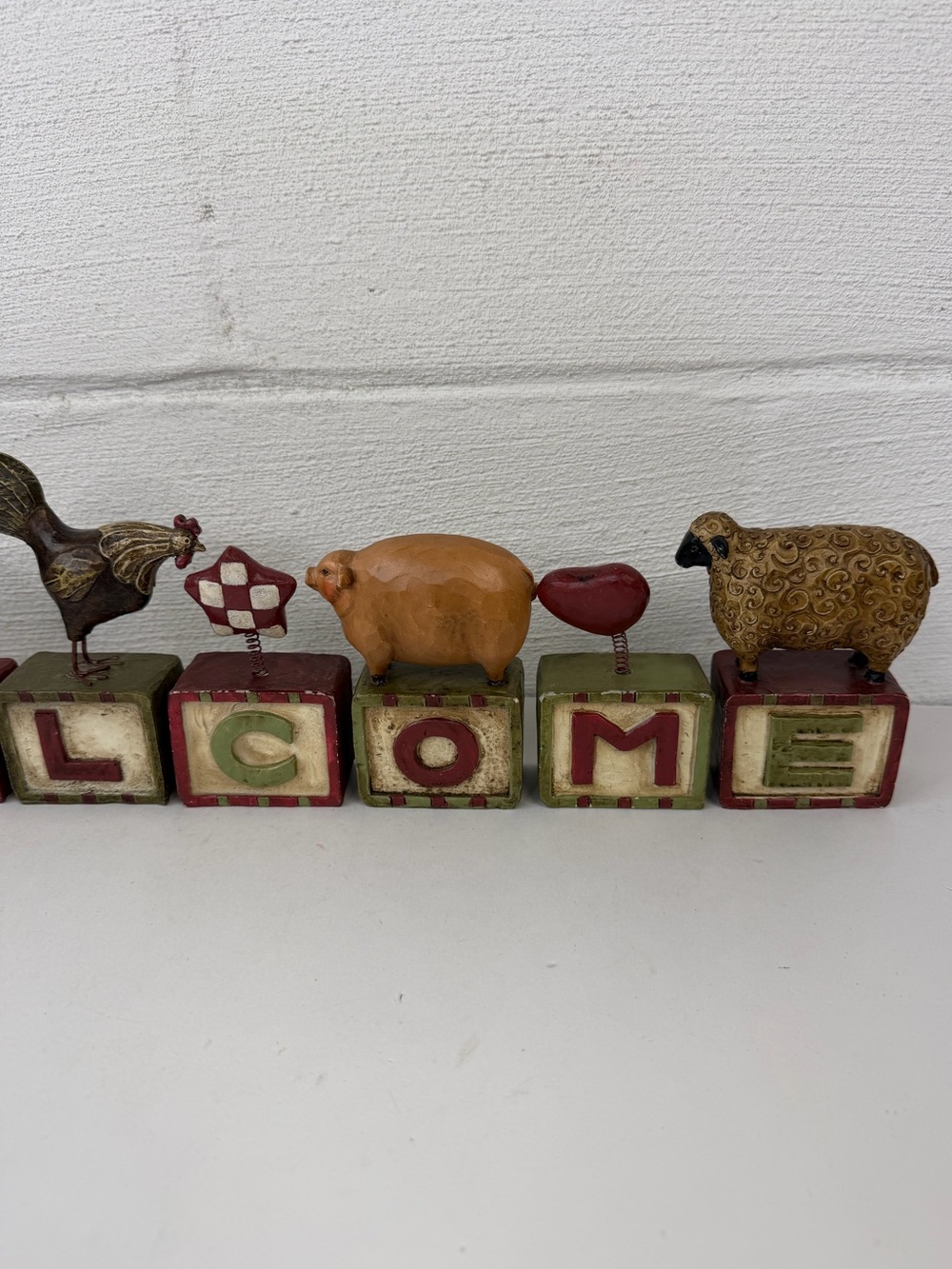 Primitive Farm Animals Block Reversible Welcome Sign - Picture 4 of 14